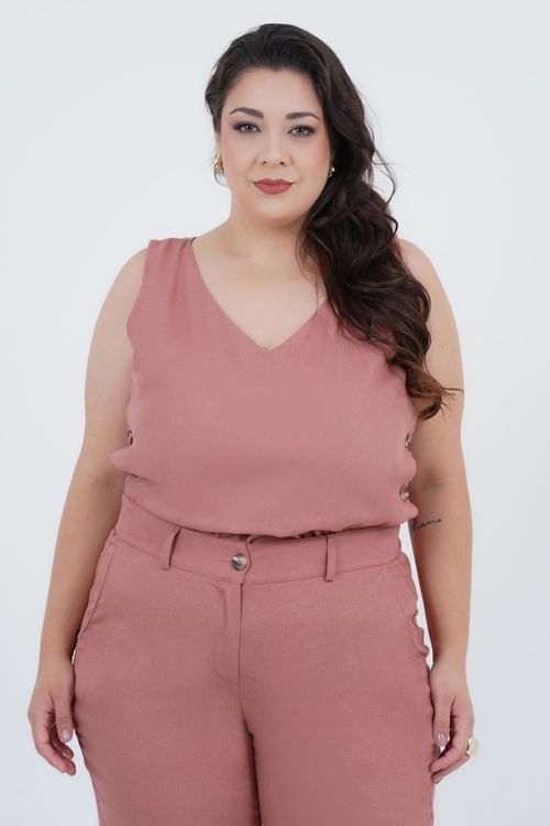 Regata Plus Size Feminino Linho Carinho