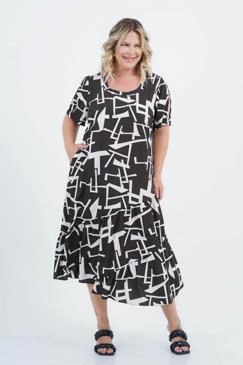 Vestido Plus Size Feminino Midi Aresta