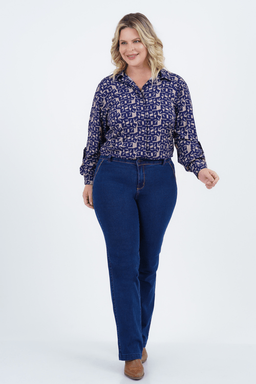 Camisa Plus Size Feminino Manga Longa Lúdico