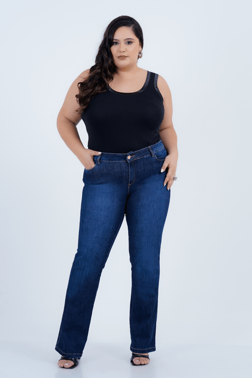 Calça Plus Size Feminino Bootcut Jeans Prisma