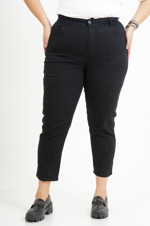 Calça Mom Plus Size com Strass Lorena