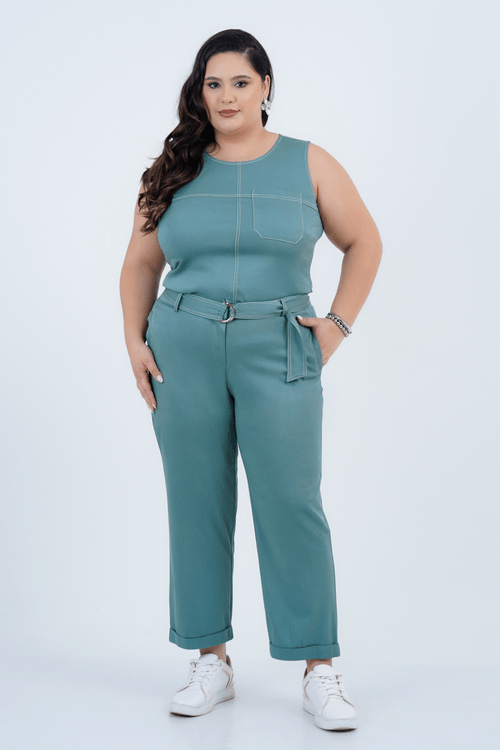 Calça Plus Size Feminino Cropped Minimal