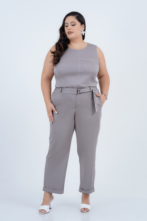 Calça Plus Size Feminino Cropped Minimal