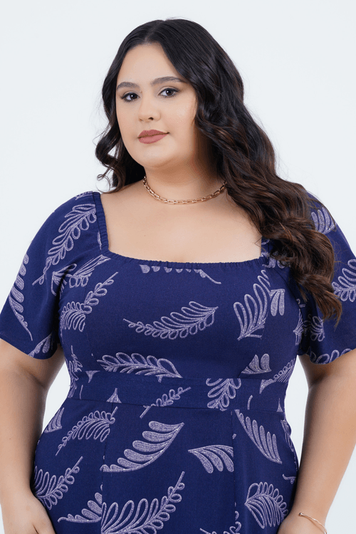 Vestido Plus Size Feminino Midi Linho Gaia