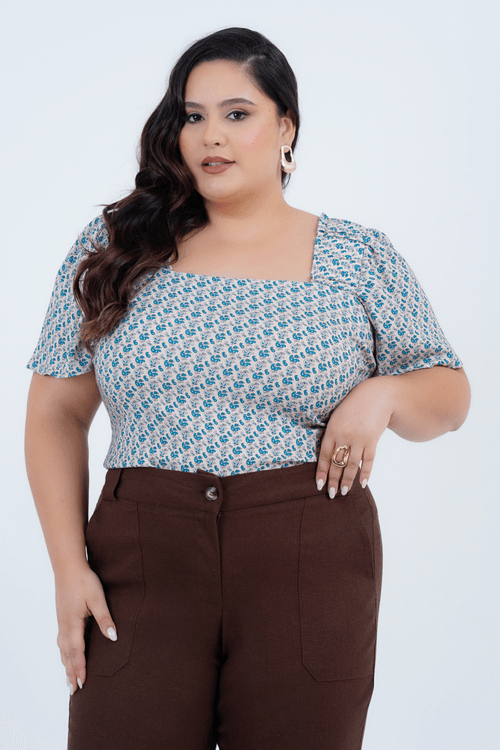 Blusa Plus Size Feminino Manga Curta Sensível