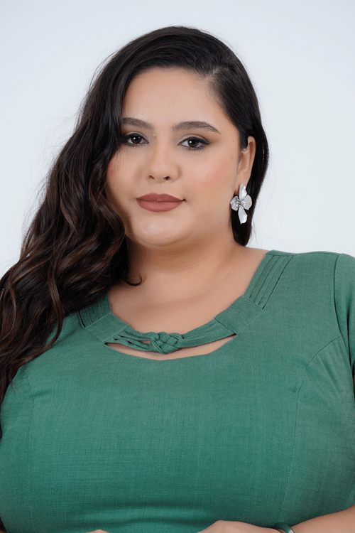 Vestido Plus Size Feminino Midi Linho Corrente