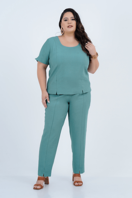 Blusa Plus Size Feminino Manga Curta Conceito