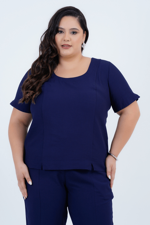 Blusa Plus Size Feminino Manga Curta Conceito