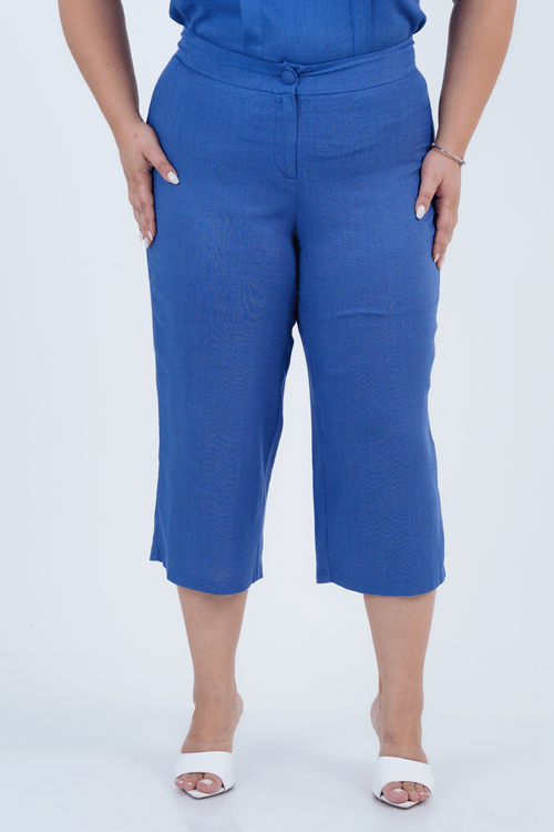 Calça Plus Size Feminino Pantacourt Linho Vale