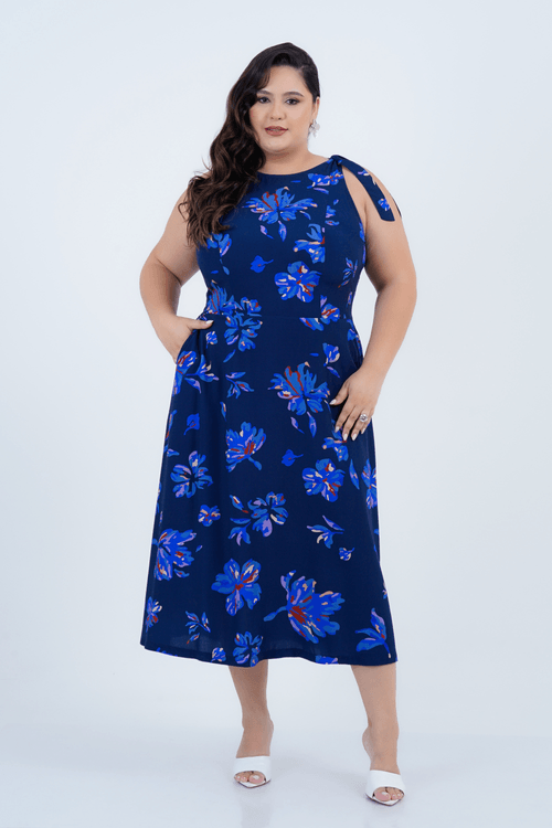 Vestido Plus Size Feminino Midi Magnólia