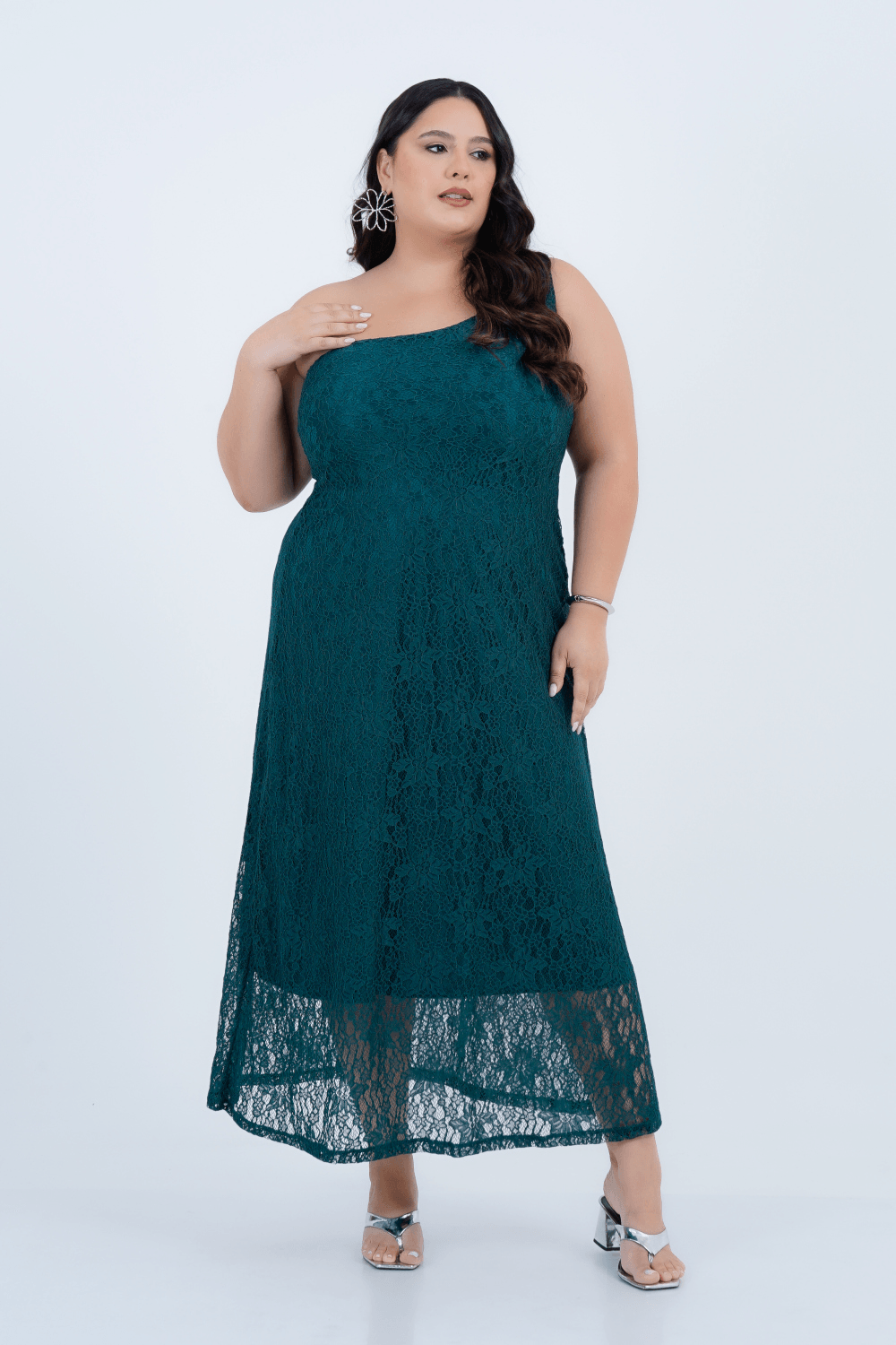 Vestido Plus Size Feminino Maxi Renda Sedução