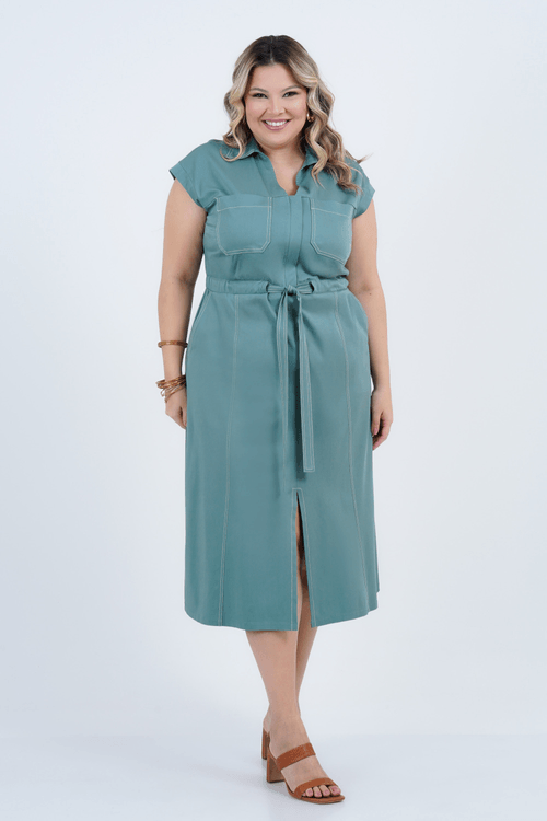 Vestido Plus Size Feminino Midi Lago