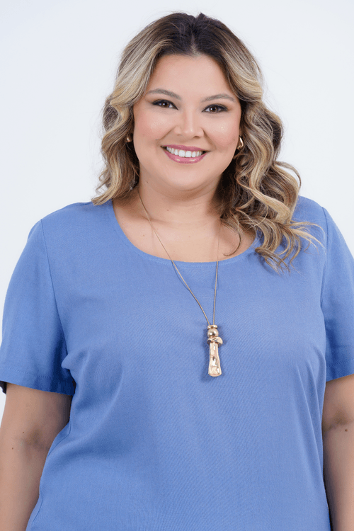 Vestido Plus Size Feminino Médio Linho Amar