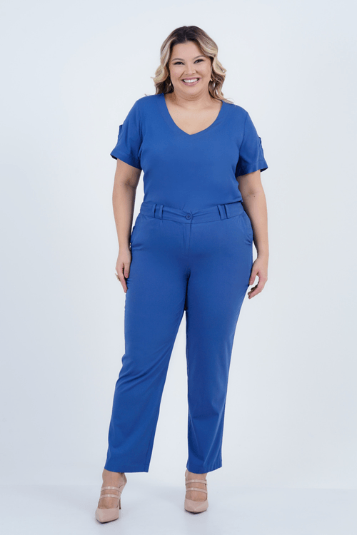 Blusa Plus Size Feminino Manga Curta Sândalo