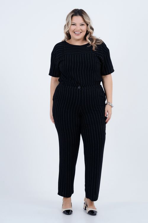 Blusa Plus Size Feminino Manga Curta Linho Giz