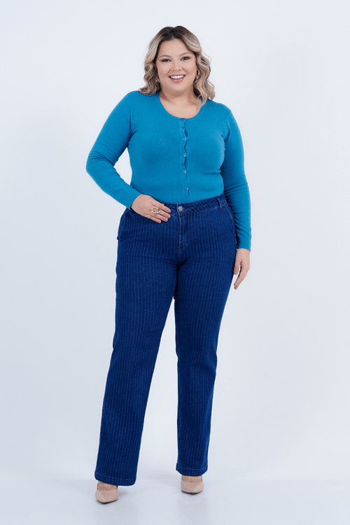 Calça Plus Size Feminino Reta Jeans Royal