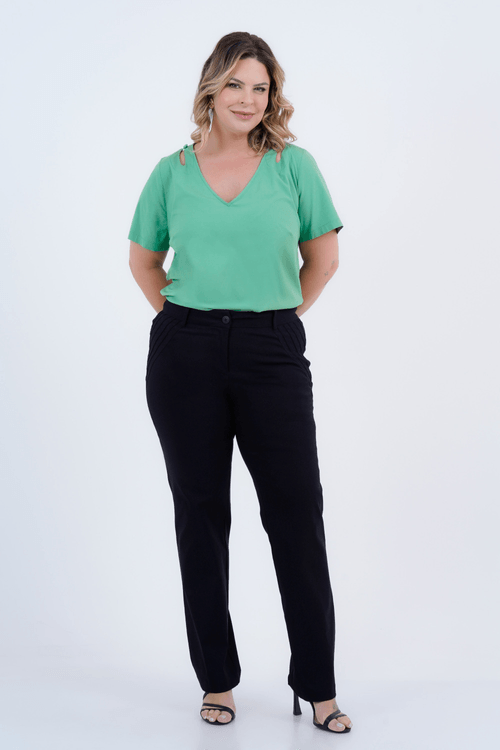 Blusa Plus Size Feminino Manga Curta Lima