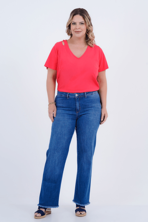 Blusa Plus Size Feminino Manga Curta Lima