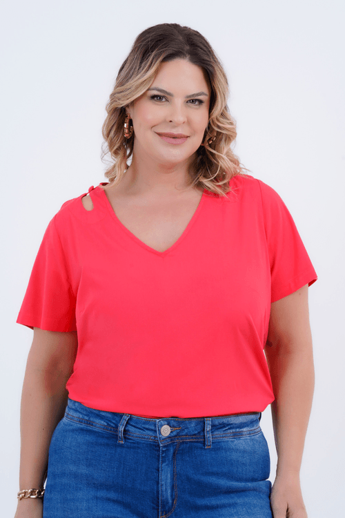 Blusa Plus Size Feminino Manga Curta Lima