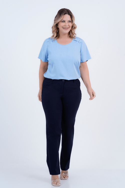 Calça Plus Size Feminino Reta Alfaiataria Vértice