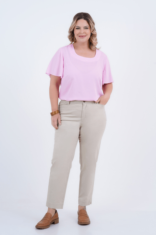 Blusa Plus Size Feminino Manga Curta Candy