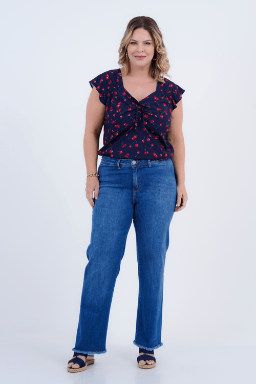 Blusa Plus Size Feminino Manga Curta Ternura