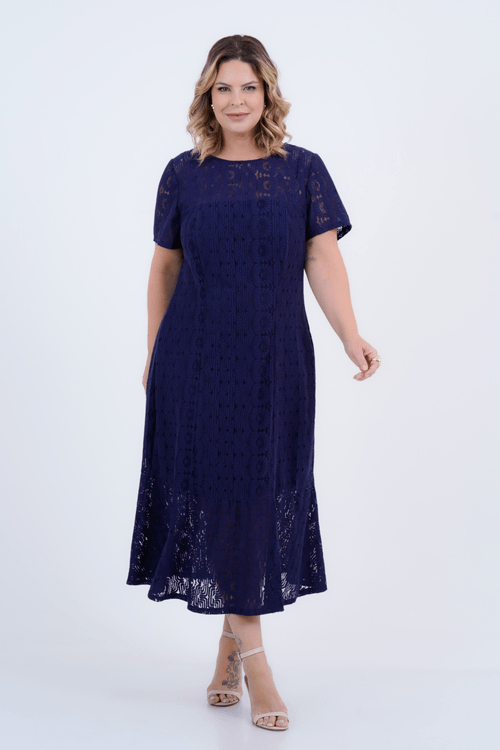 Vestido Plus Size Feminino Midi Renda Maitê