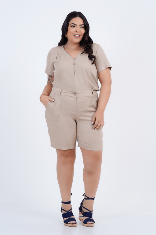 Blusa Plus Size Feminino Manga Curta Cidreira