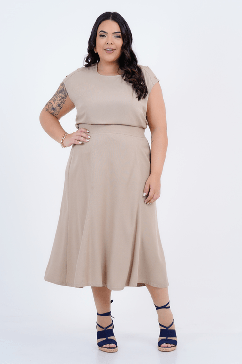 Saia Plus Size Feminino Midi Malva