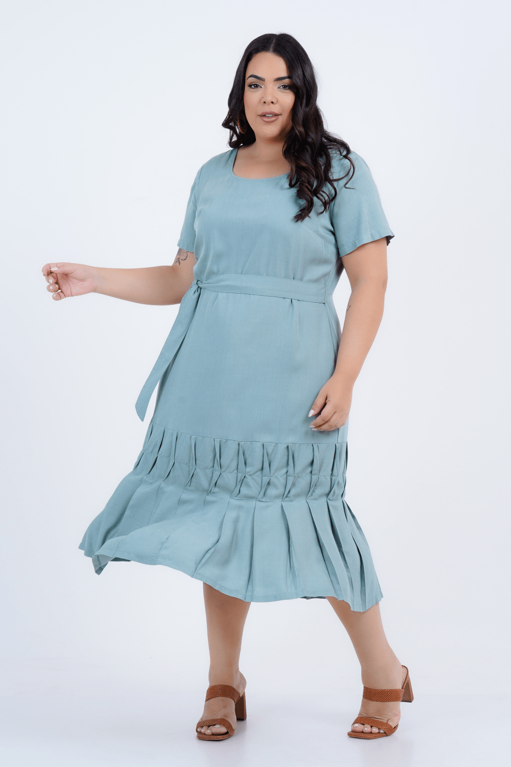 Vestido Plus Size Feminino Midi Guioza