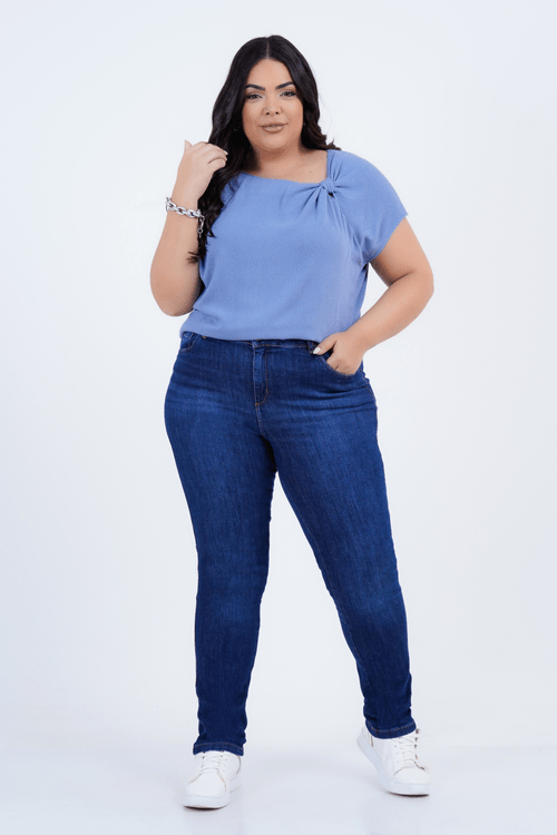 Blusa Plus Size Feminino Manga Curta Crispy