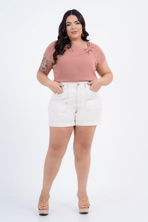 Blusa Plus Size Feminino Manga Curta Crispy