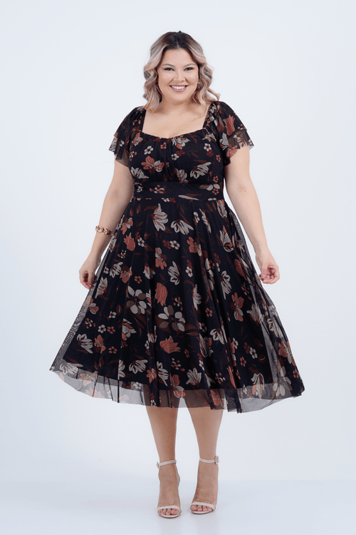 Vestido Plus Size Feminino Midi Tule Provence