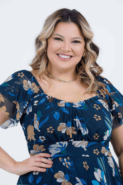 Vestido Plus Size Feminino Midi Tule Provence
