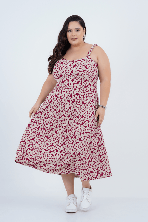 Vestido Plus Size Feminino Midi Linho Íris