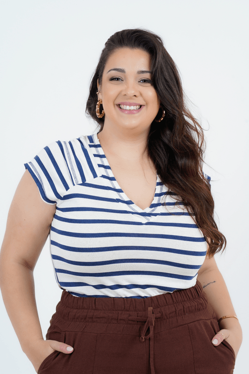 Blusa Plus Size Feminino Manga Curta Linho Naturale