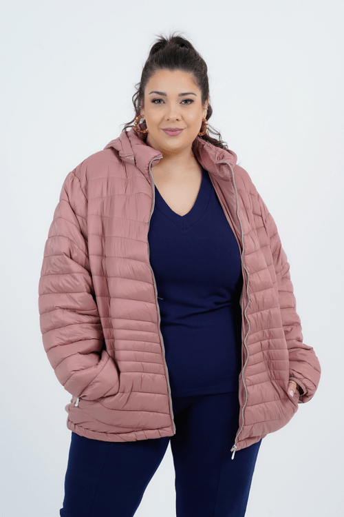 Casaco Plus Size Feminino Puffer Manga Longa Roma