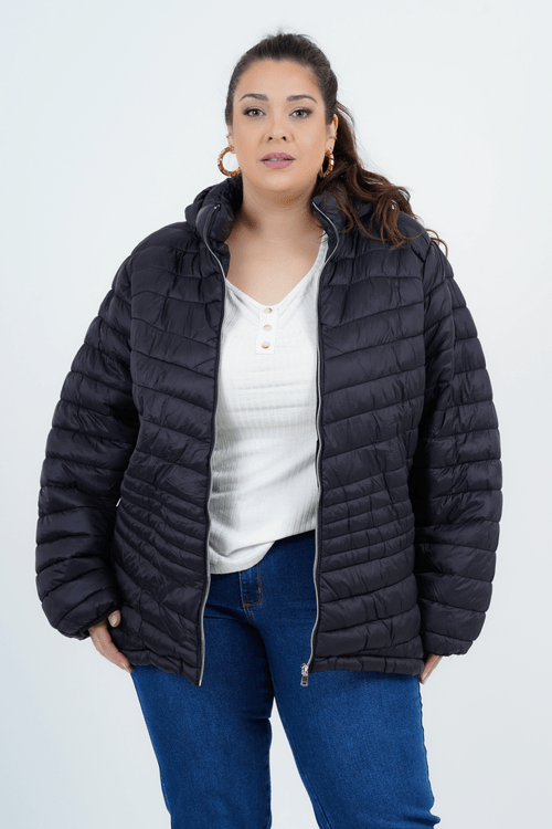 Casaco Plus Size Feminino Puffer Manga Longa Roma