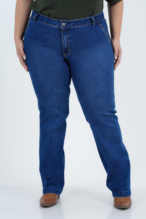 Calça Plus Size Feminino Reta Jeans Sublime
