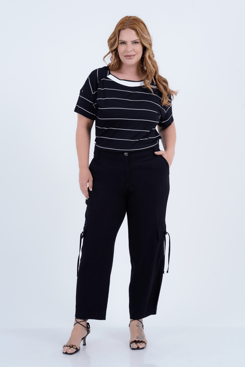 Calça Plus Size Feminino Reta Alfaiataria