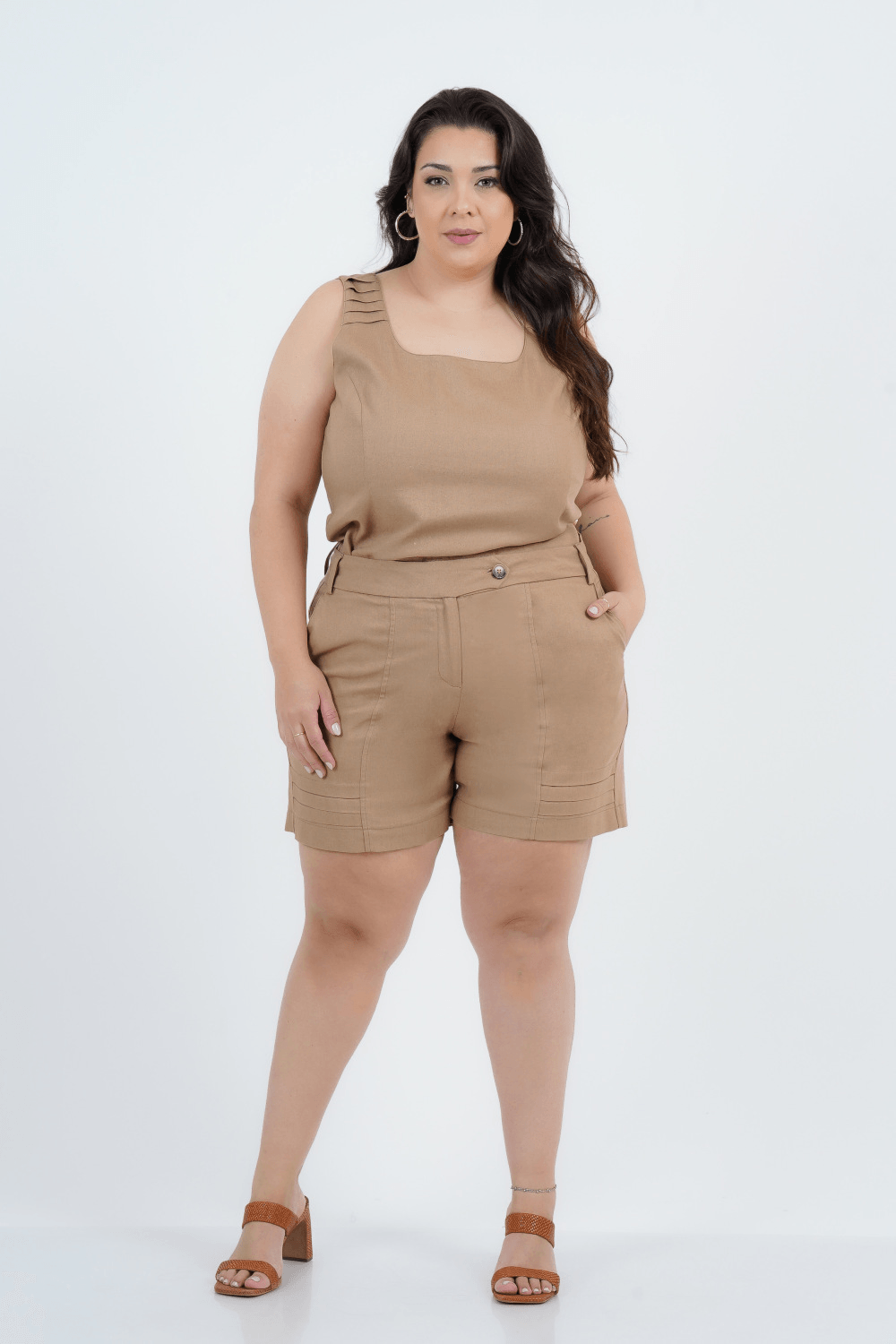 Regata Plus Size Feminino Linho Livorno