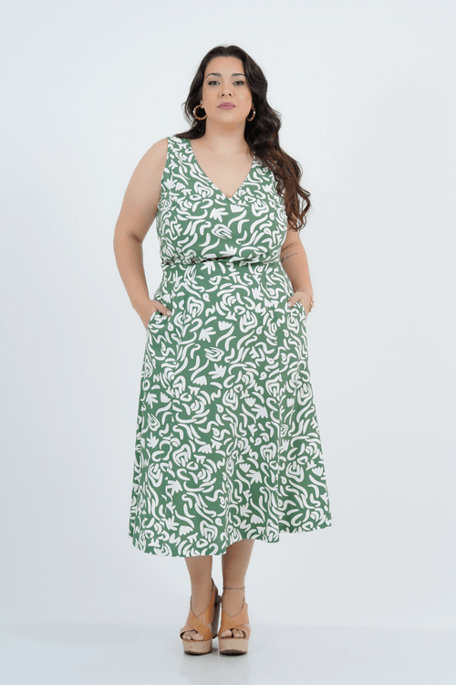 Saia Plus Size Feminina Midi Linho Marea