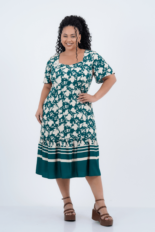 Vestido Plus Size Feminino Midi Bruma