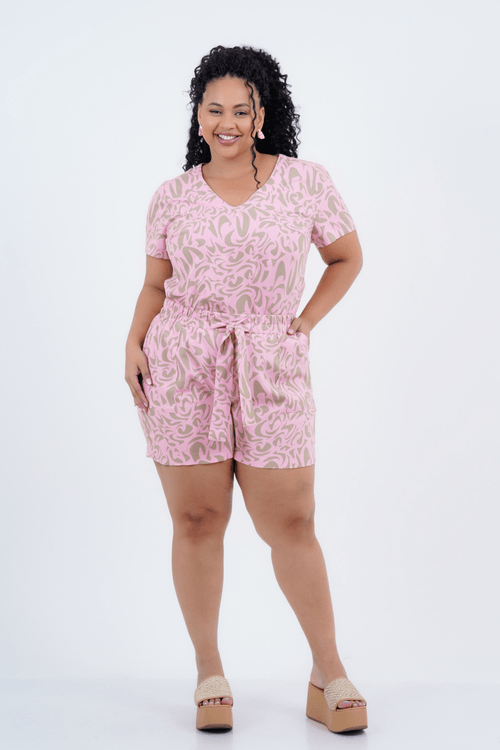 Shorts Plus Size Feminino Linho Piemonte