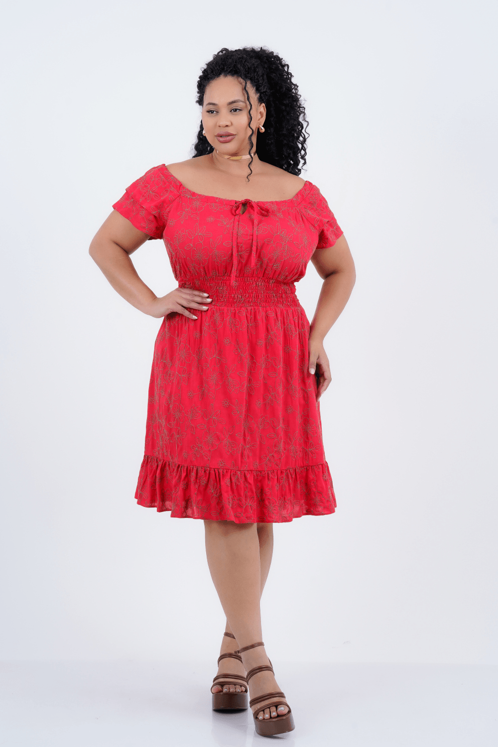 Vestido Plus Size Feminino Médio Laise Lavínia