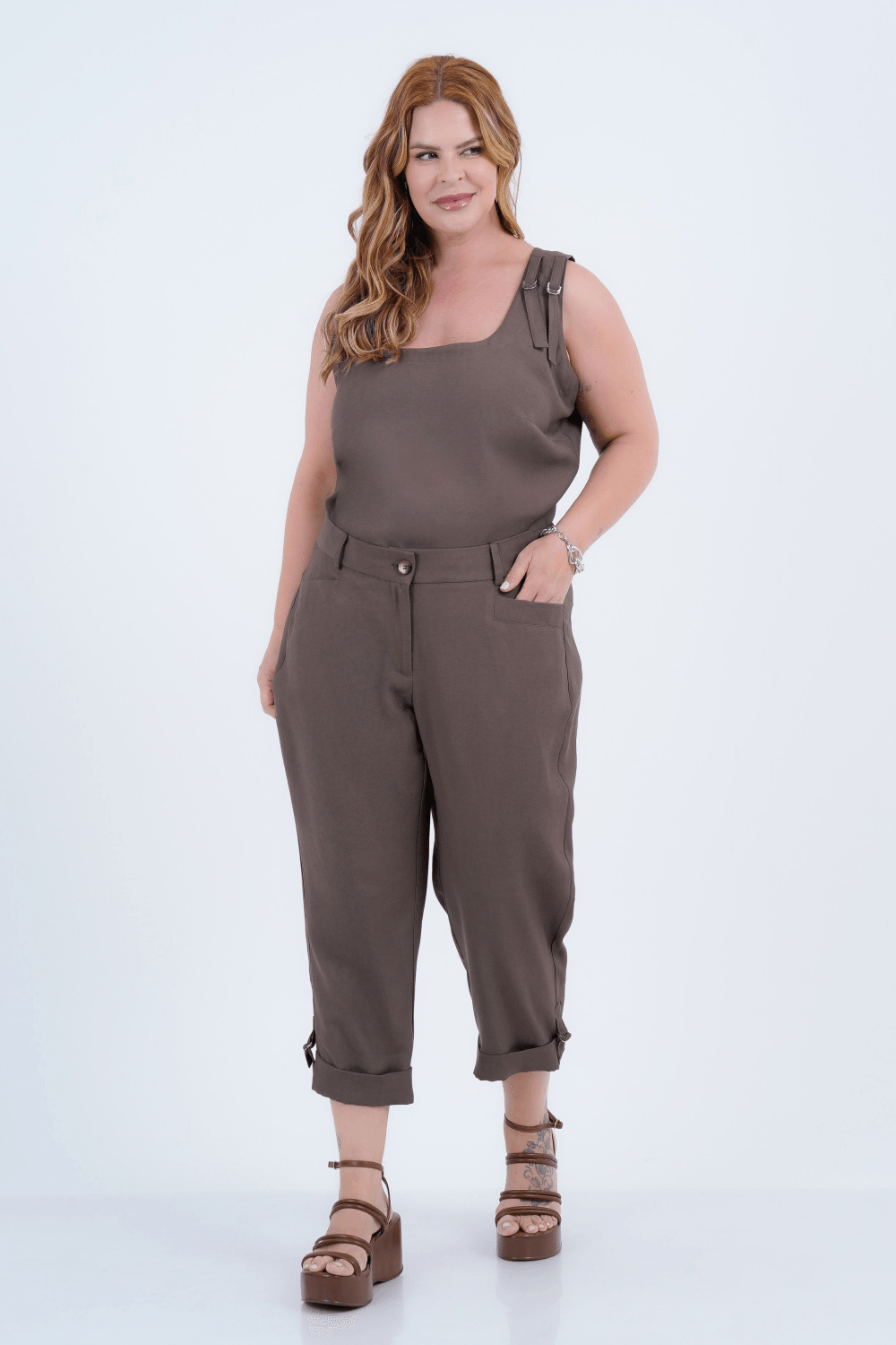 Calça Plus Size Feminino Cropped Luna