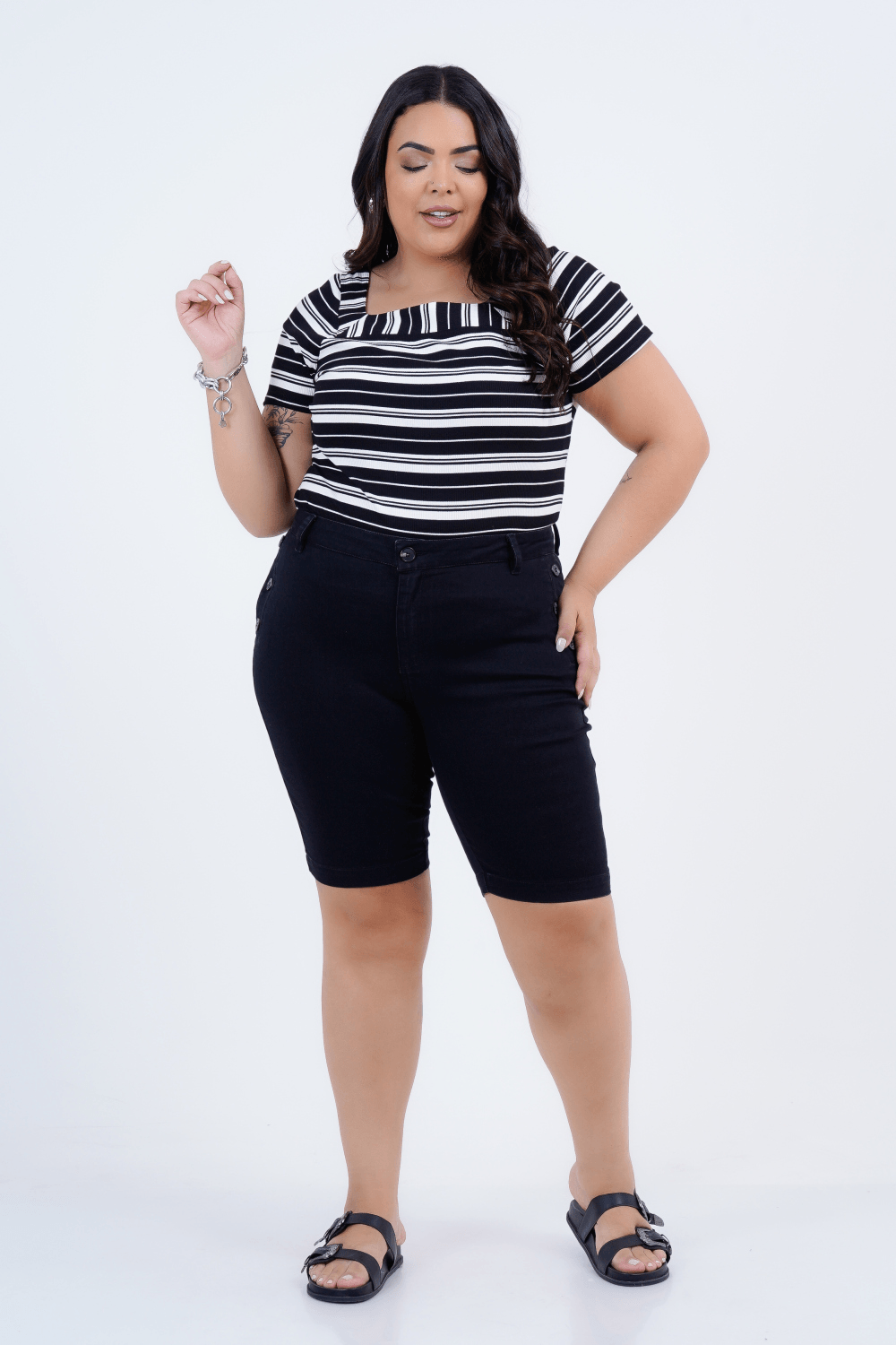 Blusa Plus Size Feminino Manga Curta Varanda