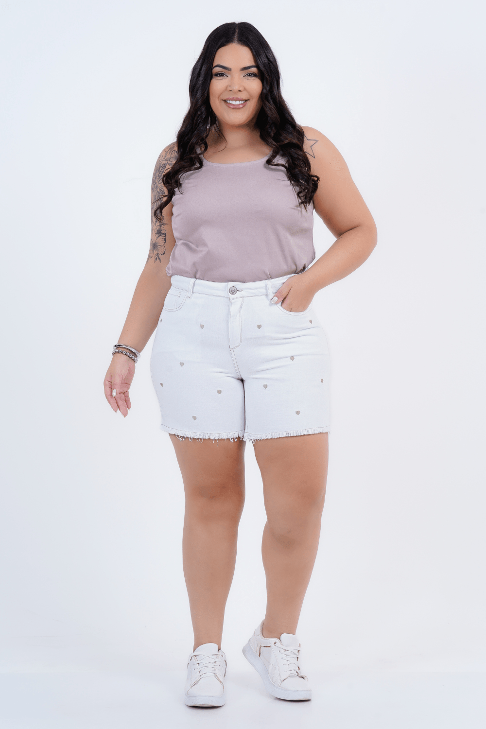 Shorts Plus Size Feminino Sarja Cuore