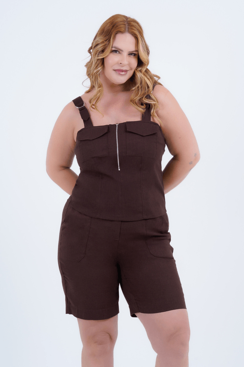 Regata Plus Size Feminino Linho Sole