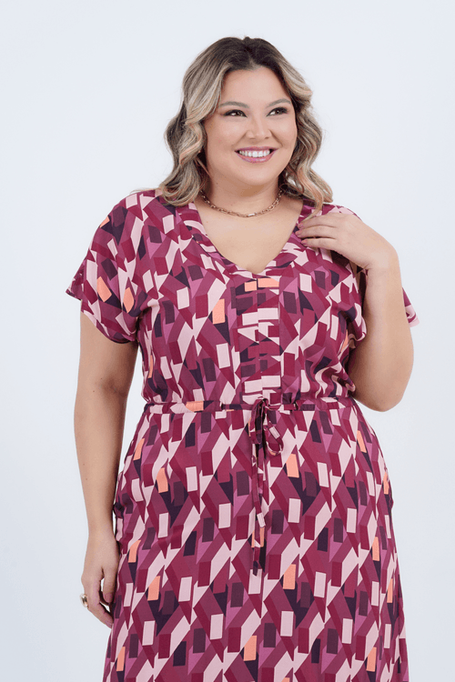 Vestido Plus Size Feminino Midi Astral